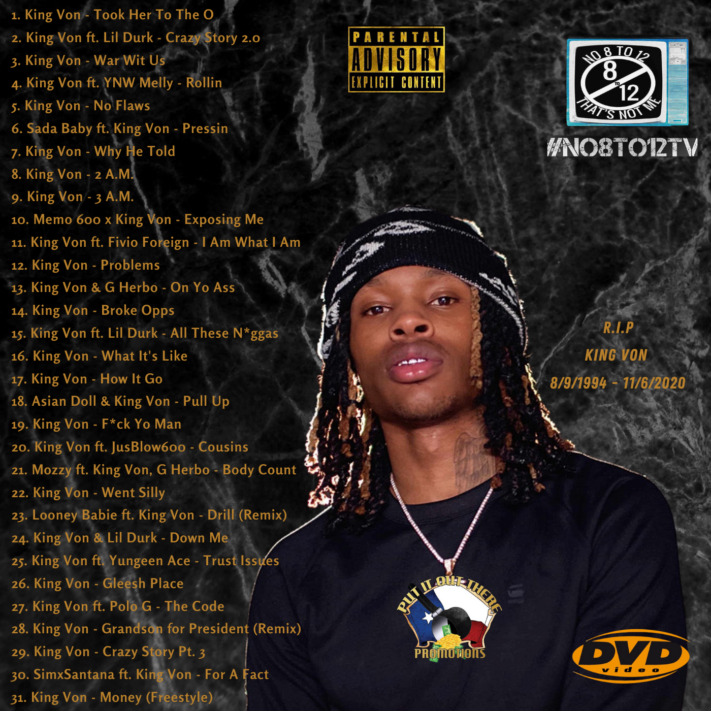 King Von #No8to12TV Video Myxer DVD MVP Megastore