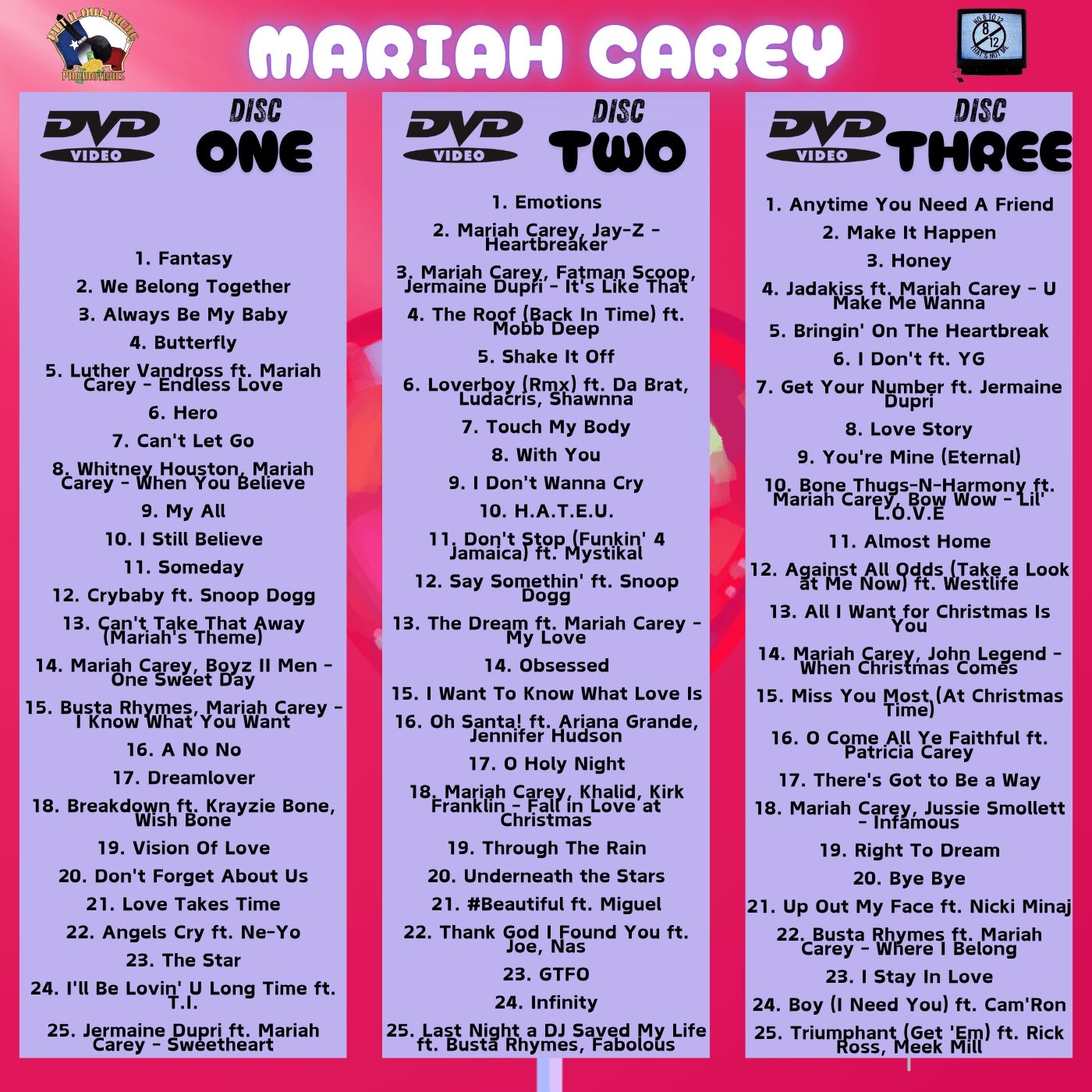 Mariah Carey #No8to12TV Video Myxer *3 DVD set* 75 official music videos featuring MiMi - MVP Megastore