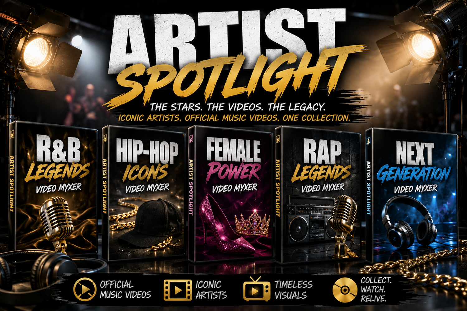 Artist Spotlight collection banner featuring #No8to12TV Artist Spotlight DVDs with hip-hop, rap, and R&B official music videos in HD quality.