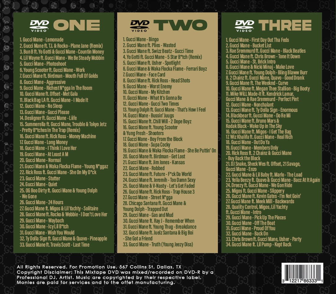 Gucci Mane #No8to12TV Video Myxer * 100 official music videos featuring Guwop *3 DvDs*