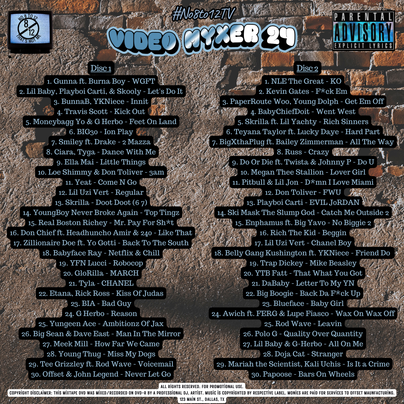 #No8to12TV Video Myxer 24 * 60 Official Rap, Hip-Hop & R&B Videos